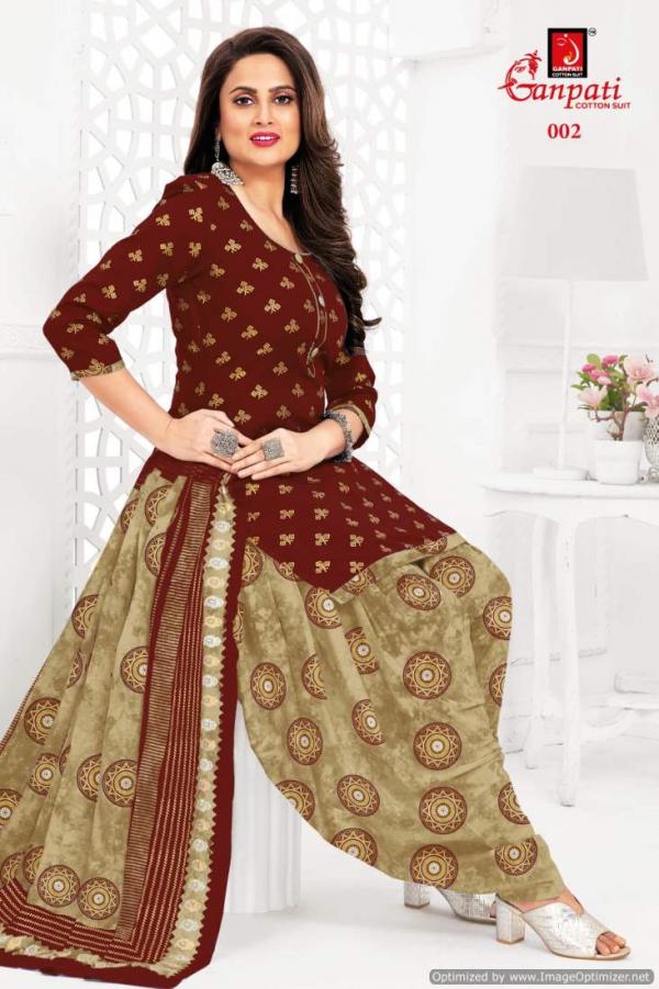 Ganpati The Dye Gold Cotton Printed Dress Material